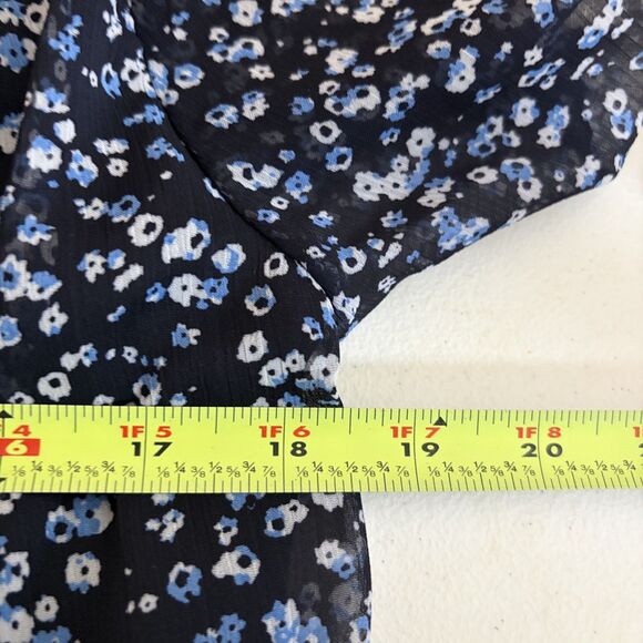 Tamara H Blouse Women's Small Floral V-Neck 3/4 Sleeve Lined Tie Sheer Top - Picture 8 of 8